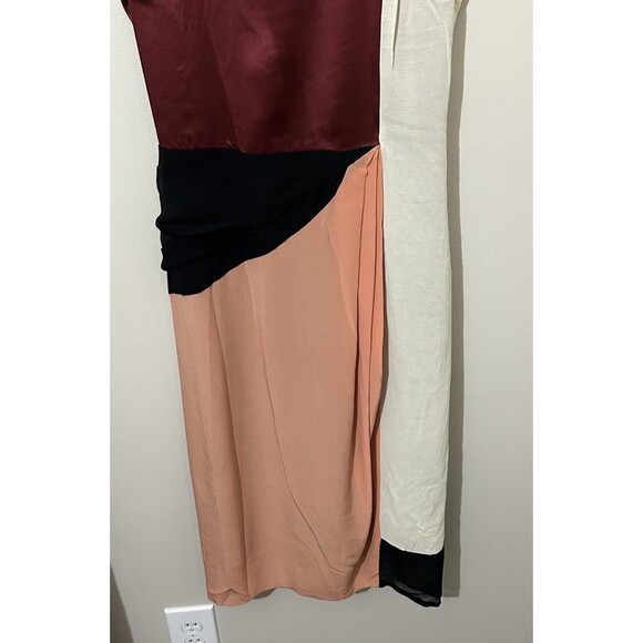Dries Van‎ Noten 100% Silk Midi Sleeveless Dress Size 6 Lena Dunham Colorblock - Picture 3 of 14